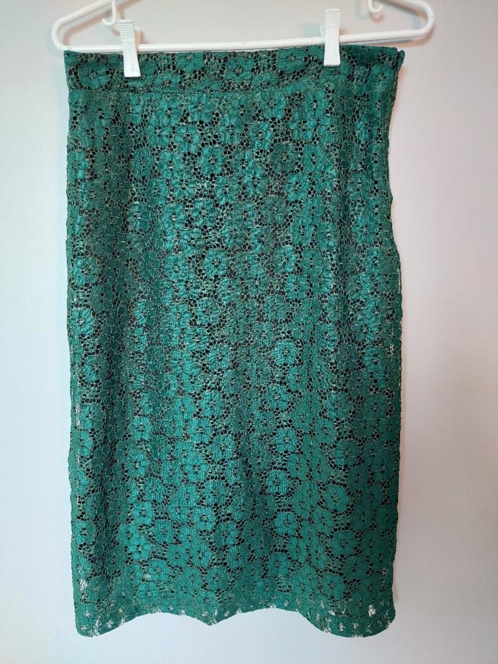 RAGE Size 6 Emerald Green Floral Lace Pencil Skirt